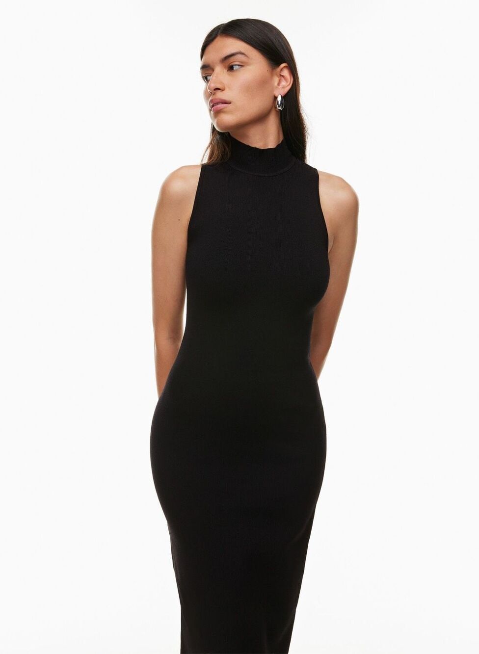 Evereve RD Style Sleeveless Mock Neck Midi Dress Size S